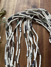 Load image into Gallery viewer, Native American Sterling Silver White Brown Heishi Shell Jackla Bead Necklace 32