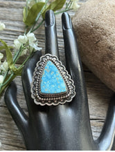 Load image into Gallery viewer, Native American Sterling Silver Kingman Turquoise Adjustable Ring Mary