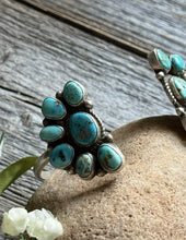 Load image into Gallery viewer, Navajo Native Sterling Silver Turquoise Cluster Cuff Bracelet Geraldine James