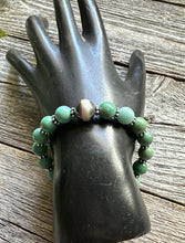 Load image into Gallery viewer, Sterling Silver Green Turquoise W Pearl Bead Bracelet. 6.5 Inch