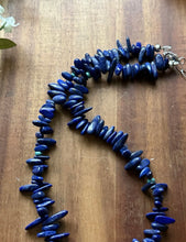 Load image into Gallery viewer, Sterling Silver Lapis Nuggets Turquoise Bead Necklace. 18 inch. Gift