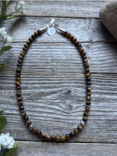 Load image into Gallery viewer, Tommy Rosita Singer T R Sterling Silver Tigers Eye Choker Bead Necklace 15 Inch