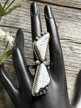 Load image into Gallery viewer, Navajo Sterling Silver White Buffalo Turquoise Adjustable Ring AM