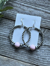 Load image into Gallery viewer, Pink Conch Sterling Silver Pearls Bead Hoop Earrings. 2.5 Inch