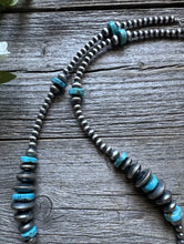 Load image into Gallery viewer, Sterling Silver Blue Turquoise Flat Saucer Pearls Bead Necklace 20 inch