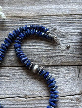 Load image into Gallery viewer, Sterling Silver Irregular Shape Lapis Bead Necklace. 18 inch