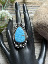 Load image into Gallery viewer, Native American Sterling Silver Kingman Turquoise Ring Size 7.5 A Jake