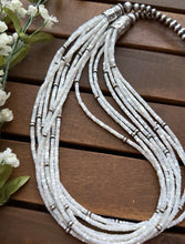 Load image into Gallery viewer, Sterling Silver Multi Strand MOP Mother Of Pearl Bead Necklace 26 inch