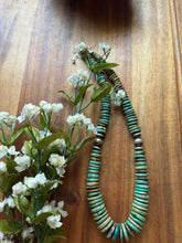 Load image into Gallery viewer, Sterling silver graduated bead green turquoise necklace 18 inch