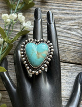 Load image into Gallery viewer, Native American Sterling Silver Turquoise Adjustable Ring C Yazzie