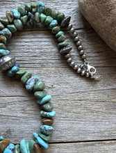 Load image into Gallery viewer, Sterling Silver Blue Green Turquoise Nuggets Pearls Bead Necklace 24 inch Gift