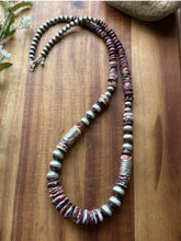 Load image into Gallery viewer, Long Graduated Sterling Silver Purple Spiny Oyster Pearls Bead Necklace 32 Inch