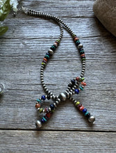 Load image into Gallery viewer, Bow Multi Stone Sterling Silver 4mm Pearls Bead Necklace. 16 Inch. Gift