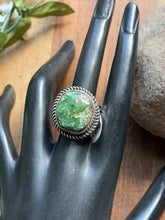 Load image into Gallery viewer, Native American Sterling Silver Sonoran Gold Turquoise Ring. Size 9 Adjustable P