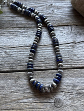 Load image into Gallery viewer, Southwestern 925 Sterling Silver Lapis Pearls Bead Necklace 18 Inch