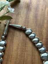 Load image into Gallery viewer, Navajo Sterling Silver Turquoise Stamped Pillow Beads Bead Necklace Earrings 22”