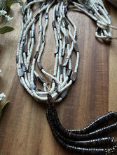 Load image into Gallery viewer, Native American Sterling Silver White Brown Heishi Shell Jackla Bead Necklace 32