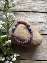 Load image into Gallery viewer, Multi Stone Purple 6.5 Inch Stretch Elastic Stretchy Bead Bracelet Gift
