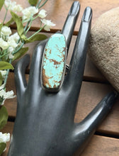 Load image into Gallery viewer, Navajo Native Sterling Silver Number 8 Turquoise Adjustable Ring Leslie Nez Gift
