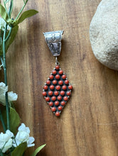 Load image into Gallery viewer, Navajo Sterling Silver Red Coral Cluster Pendant P Johnson