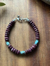 Load image into Gallery viewer, Purple Spiny Oyster Turquoise 7 Inch Sterling Silver Pearls Bead Bracelet