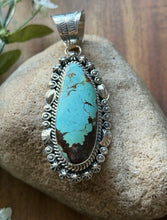 Load image into Gallery viewer, Navajo Sterling Silver Blue Turquoise Handmade Pendant K Yazzie Gift