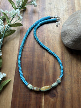Load image into Gallery viewer, Sterling Silver Blue Green Turquoise Nuggets Bead Necklace 18 inch Gift