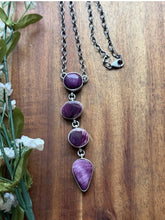 Load image into Gallery viewer, Navajo Sterling Silver Purple Spiny Oyster Lariat Chain Necklace C Shorty