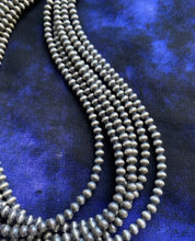 Load image into Gallery viewer, 4mm Multi Strand 925 Sterling Silver Oxidized Pearls Bead Necklace 24 Inch