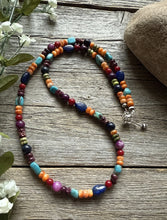 Load image into Gallery viewer, Sterling Silver Pearls Multi Stone Color Bead Necklace 23 inch