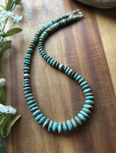 Load image into Gallery viewer, Sterling Silver Graduated Turquoise Rondelle Bead Necklace 18 inch Gift