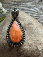 Load image into Gallery viewer, Native American Sterling Silver Orange Spiny Oyster Pendant H Happy Piasso
