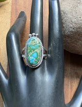 Load image into Gallery viewer, Native American Sterling Silver Sonoran Gold Turquoise Ring. Size 9 Adjustable E