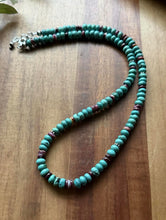 Load image into Gallery viewer, Sterling Silver Turquoise Purple Spiny Oyster Bead Necklace. 20 Inch
