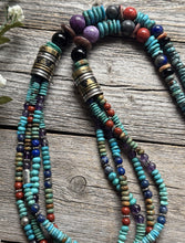 Load image into Gallery viewer, Tommy Rosita Singer T R Sterling Silver Multi Strand Turquoise Bead Necklace 30”