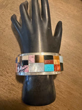 Load image into Gallery viewer, Tommy Jackson sterling silver turquoise multistone inlay cuff