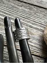 Load image into Gallery viewer, Sunshine Reeves 925 Sterling Silver Stamped Ring. Navajo Size 11 Handmade
