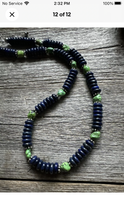 Load image into Gallery viewer, Sterling Silver Lapis Green Turquoise Bead Necklace. 18 Inch