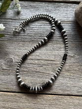 Load image into Gallery viewer, Black Onyx Multi Graduated Sterling Silver Pearls Bead Necklace 18 inch 4mm -8mm