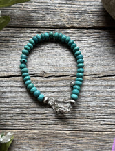 Load image into Gallery viewer, Sterling Silver Blue Green Turquoise 6mm 6 Inch Bead Bracelet Gift