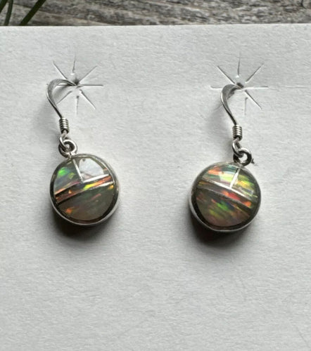 Navajo 925 Sterling Silver Opal Inlay Earrings