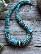 Load image into Gallery viewer, Sterling Silver Graduated Vibrant Blue Turquoise Bead Necklace 18 inch