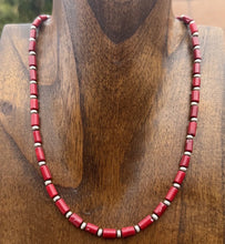 Load image into Gallery viewer, Southwestern Sterling Silver Red Coral W Pearls Bead Necklace 18 inch Gift