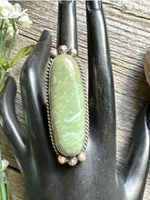 Load image into Gallery viewer, Native American Sterling Silver Green Turquoise Ring. Size 8. AL