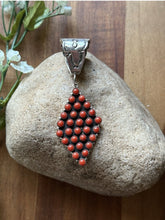 Load image into Gallery viewer, Navajo Sterling Silver Red Coral Cluster Pendant P Johnson