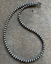 Load image into Gallery viewer, 6mm 32 Inch 925 Sterling Silver Oxidized Pearls Bead Necklace Southwestern