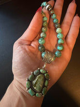 Load image into Gallery viewer, Navajo sterling silver Roy stone turquoise pendant necklace