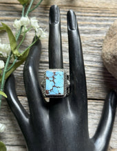 Load image into Gallery viewer, Native American Sterling Silver Golden Hill Turquoise Ring Size 7.5 A Jake