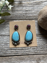 Load image into Gallery viewer, Navajo Sterling Silver Turquoise Purple Spiny Oyster Earrings LY