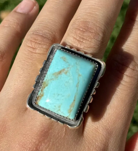 Native American Sterling Silver Turquoise Ring. Size 9 Gift